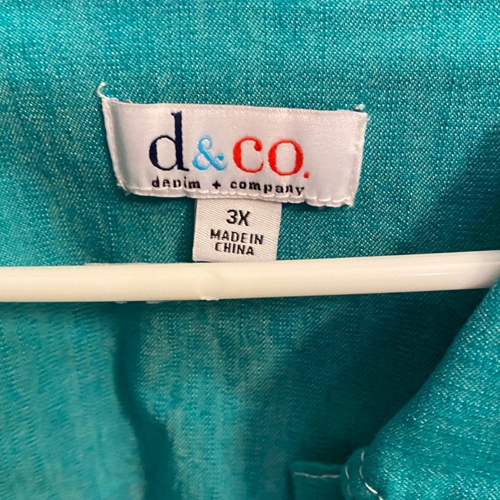 Women's Teal Denim Jacket - Picture 2 of 9